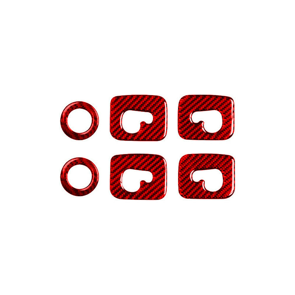 6Pcs for Audi Q5 2018-2021 Red Carbon Fiber Interior Roof Hook Cover Trim
