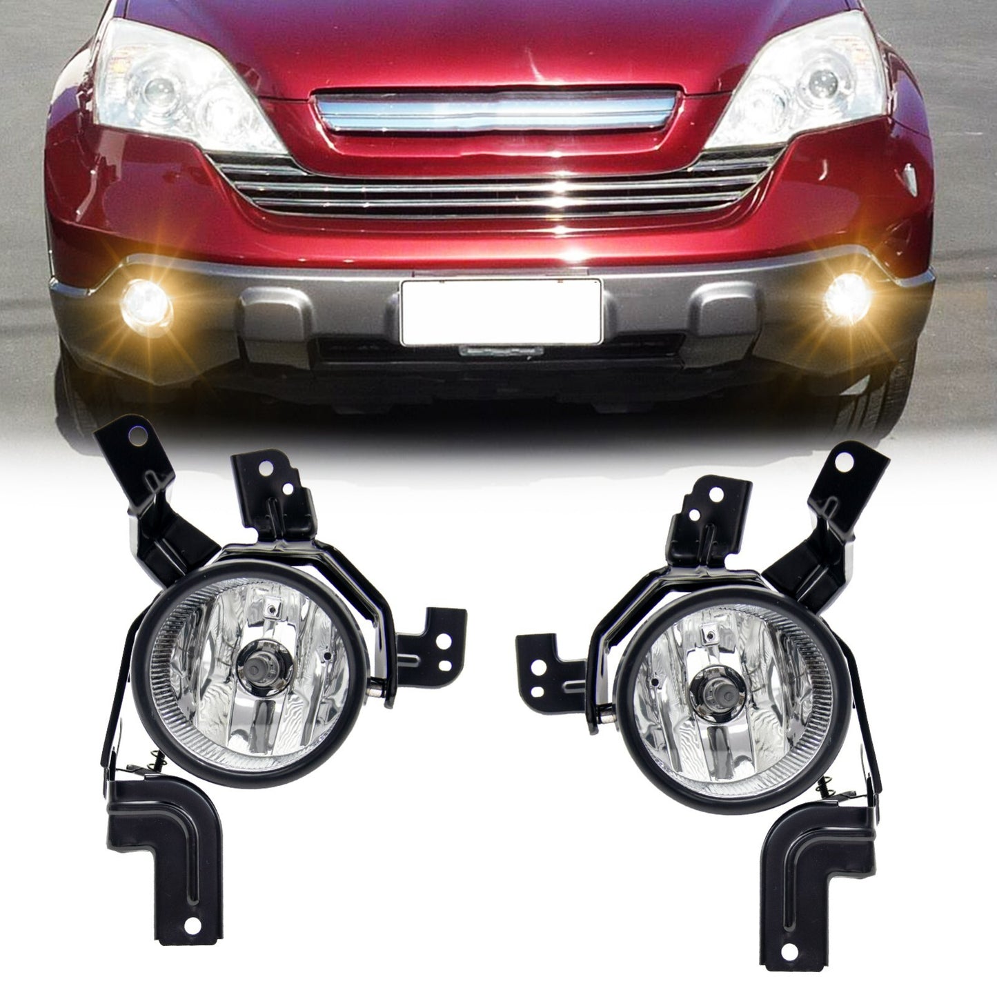 Fog Light Assembly Fits 2007 2008 2009 for Honda CRV Switch and Wiring Kit Clear - v