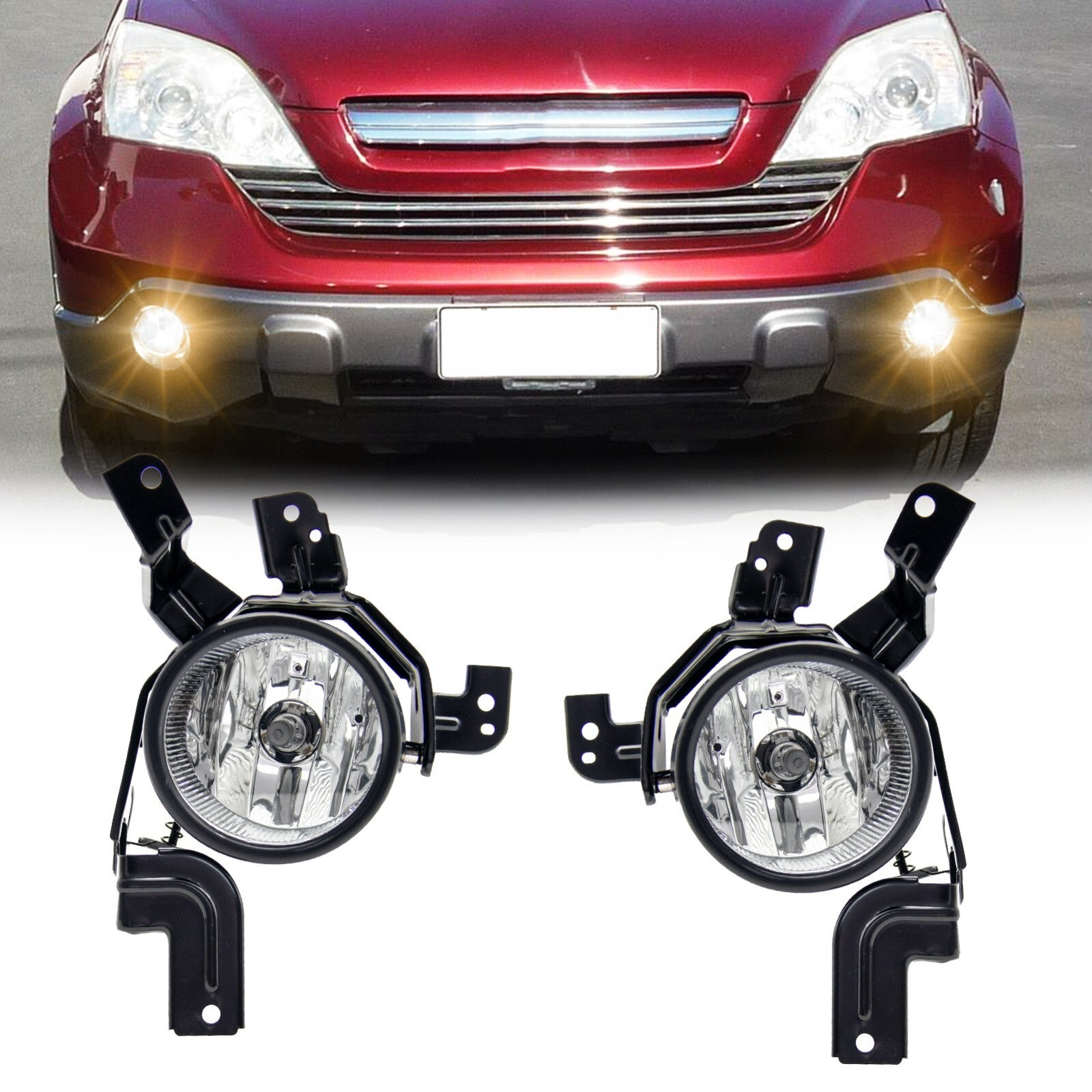 Fog Light Assembly Fits 2007 2008 2009 for Honda CRV Switch and Wiring Kit Clear - v