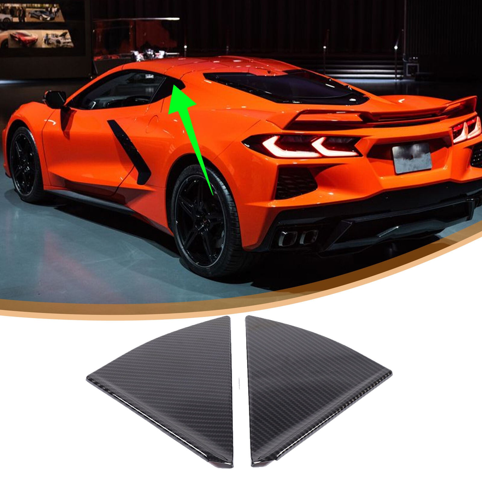 Carbon ABS exterior window B-pillar cover trim for Corvette C8 convertible 20+