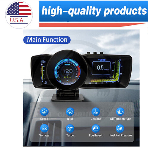 HUD Gauge Head Up Display RPM 3.5 Three Screen OBD2 GPS for Smart Car Speedometer