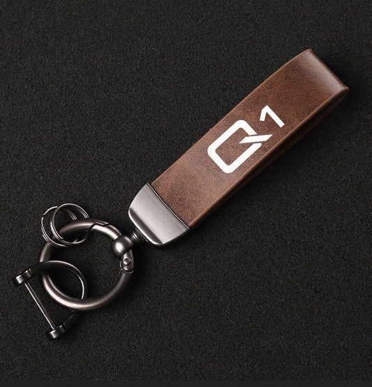 New for Alfa Romeo 166 car keychain, brown leather horseshoe buckle, gift item.