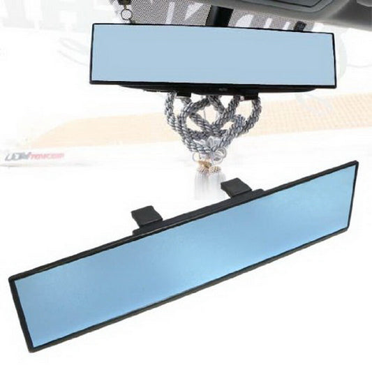 JDM Blue Glass 300mm Wide Flat Clip Rearview Mirror with Anti-Glare Blue Tone n