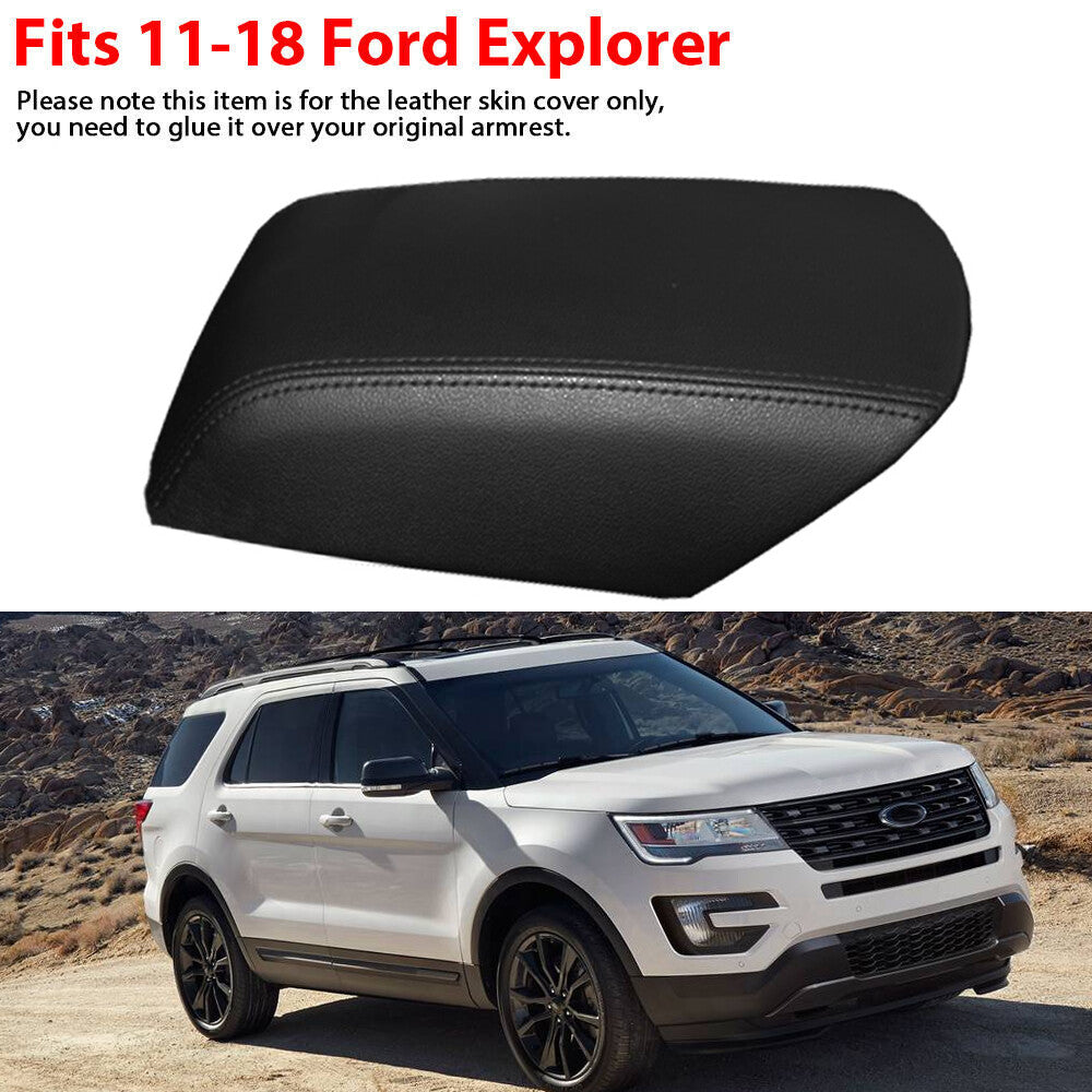 One black leather console cover and armrest protector for 2011-2018 Explorer. n
