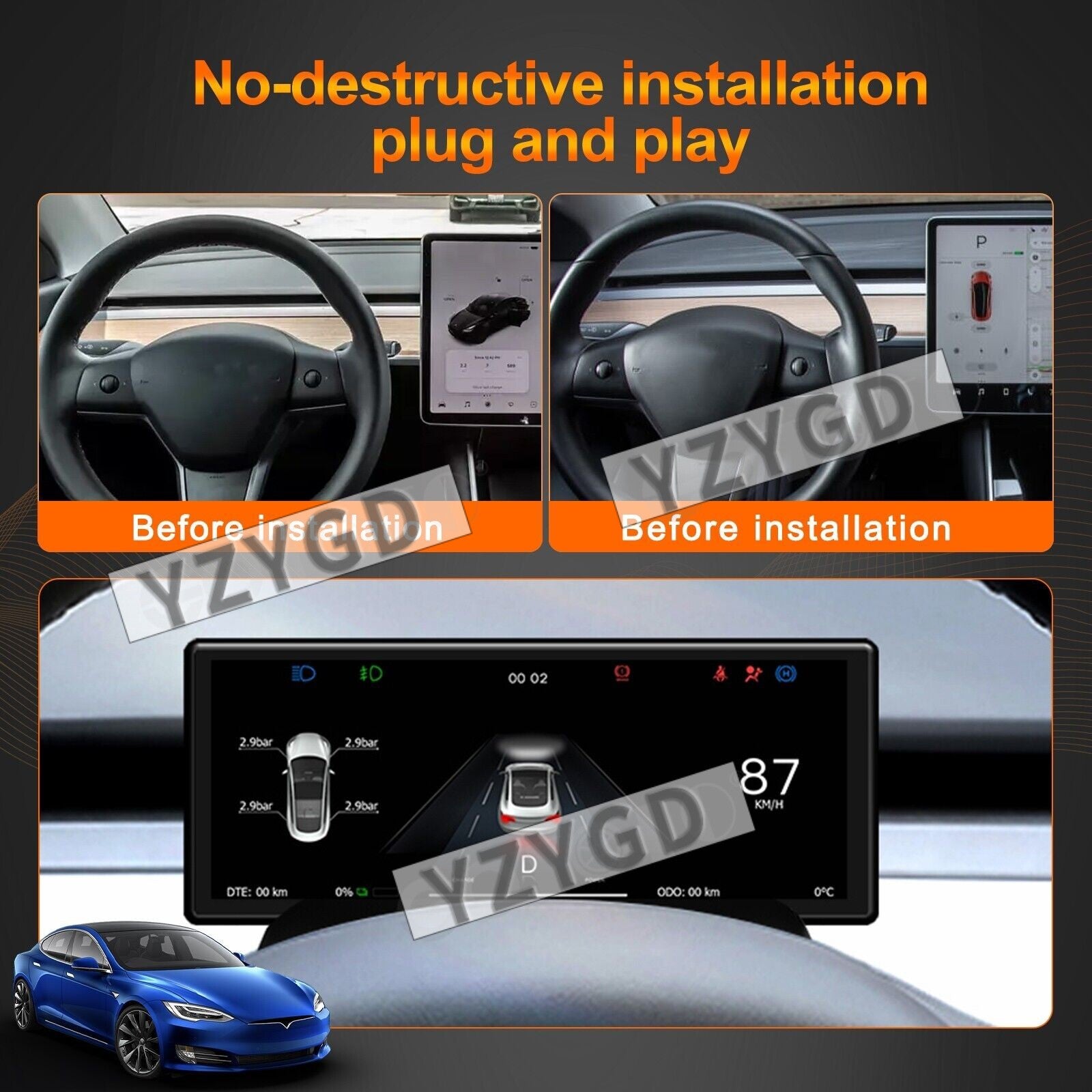 for Tesla for Model 3 /Y 6.2 Digital LCD Instrument Cluster Speedometer Dashboard Q