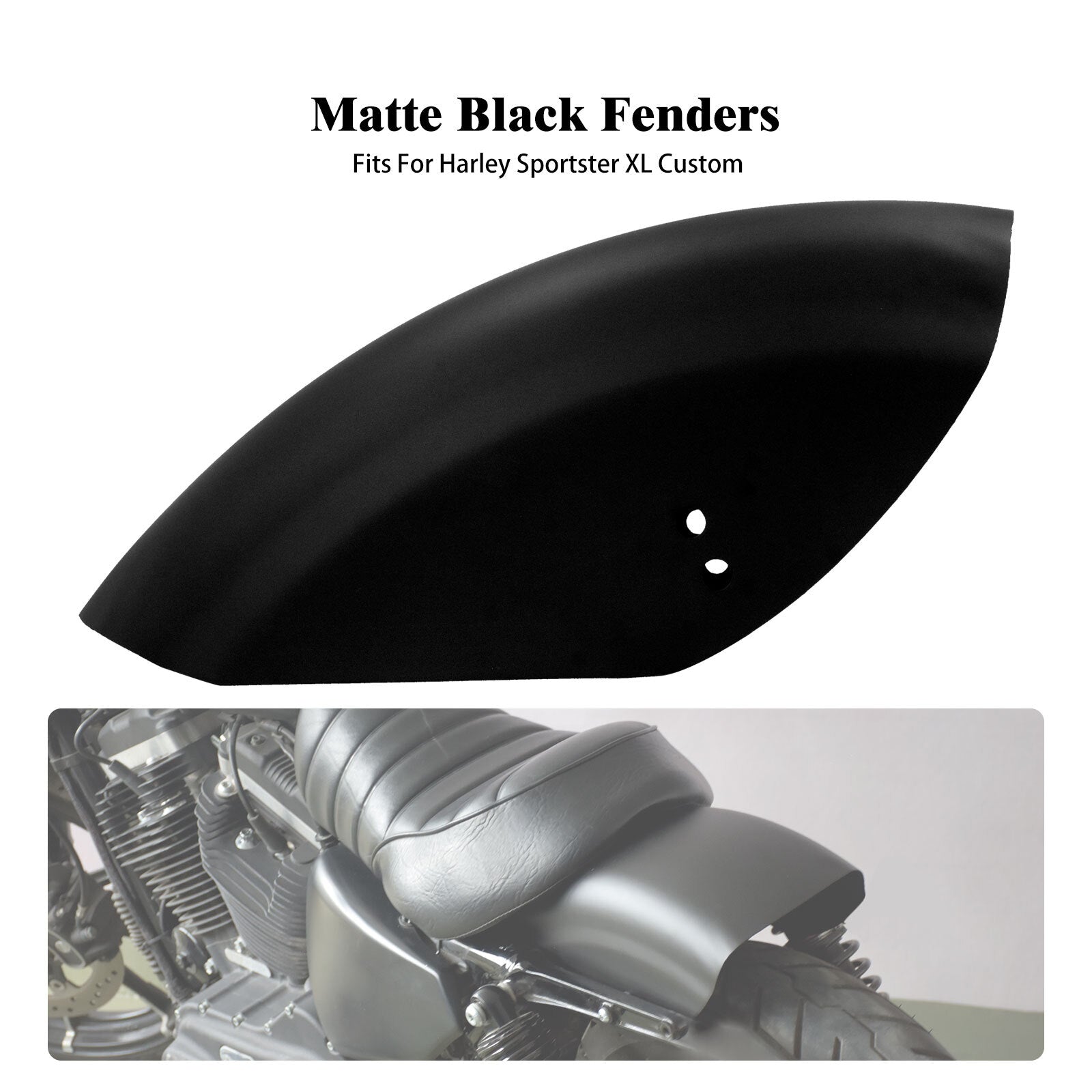 Matte Black Flat Rear Fender Mudguard Fit for Harley Sportster XL Iron 1986-2023