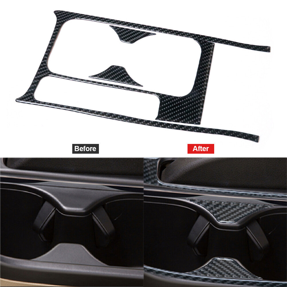 3x Carbon Fiber Center Water Cup Panel Trim Cover for Honda for Civic Coupe 13-15
