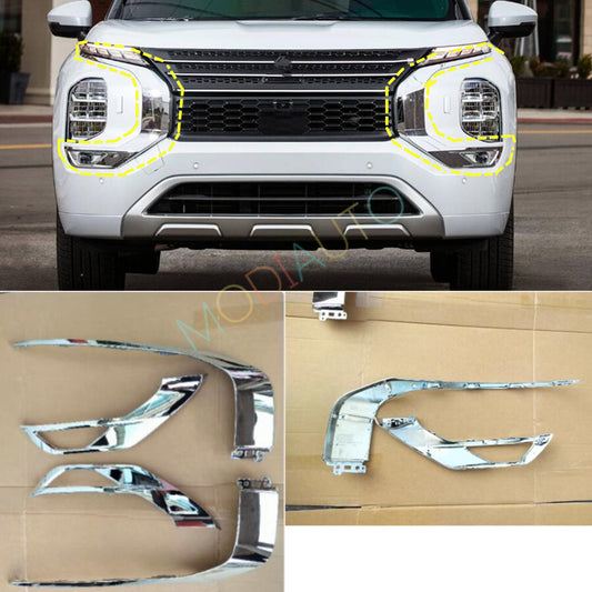 for Mitsubishi Outlander 22-24 Front Bumper Grille Side Strip Chrome ABS Trim 4x