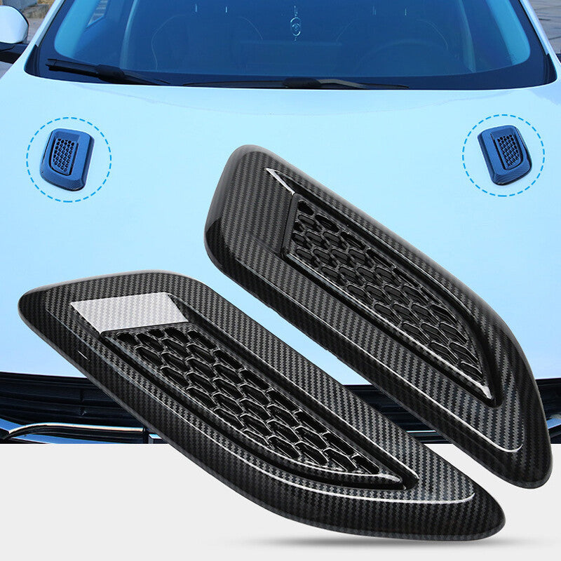 2¡ÁCar Decorative Air Flow Intake Hood Scoop Vent Bonnet Cover Carbon Fiber Look v