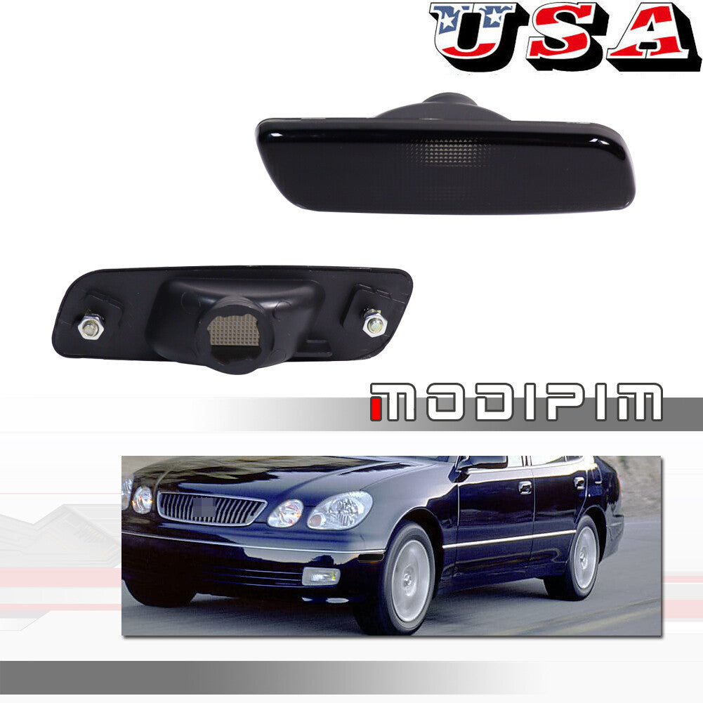 2001 - 2003 for Prius 2pc Smoked Front Side Marker Parking Light Housings- v