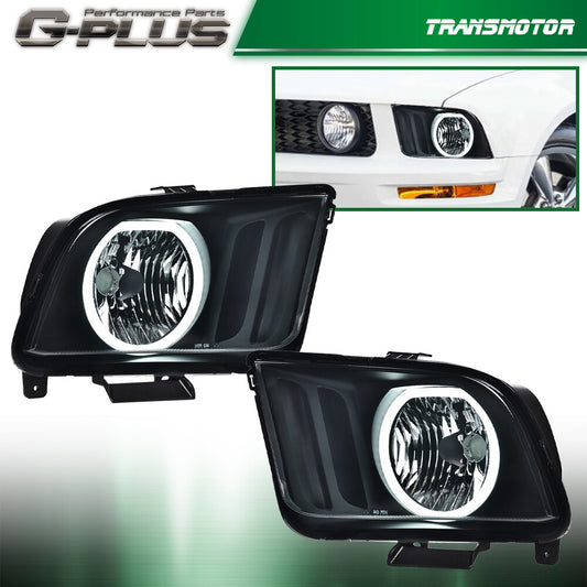 Suitable for 05-09 for Ford for Mustang smoke/black LED DRL halo headlight assembly (pair)