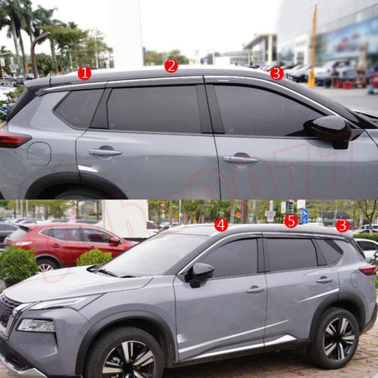 Black chrome window sunshade/rain cover for Nissan Rogue 2021 - 2024