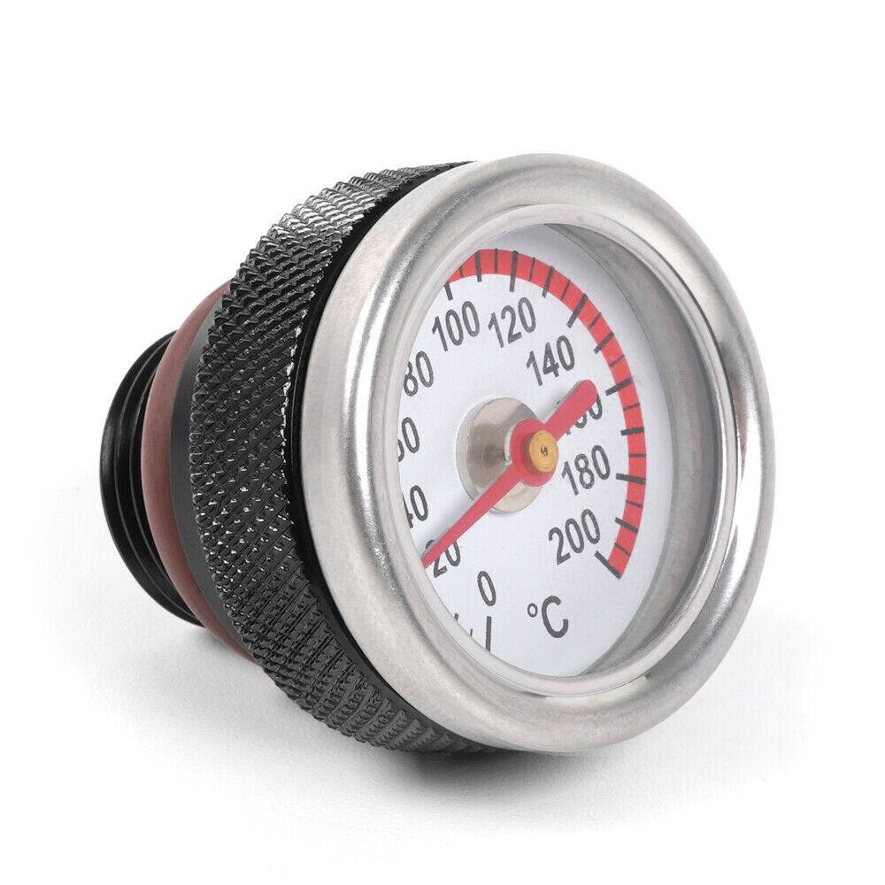 Black M20x1.5 Motorcycle Oil Temp Temperature Gauge Filler Cap 0-200 Celsius Q