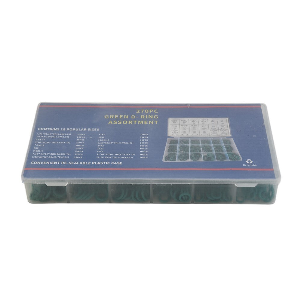 270pcs 18-Sizes Kit Air Conditioning Seal O Rings Car Auto Vehicles Repair Set