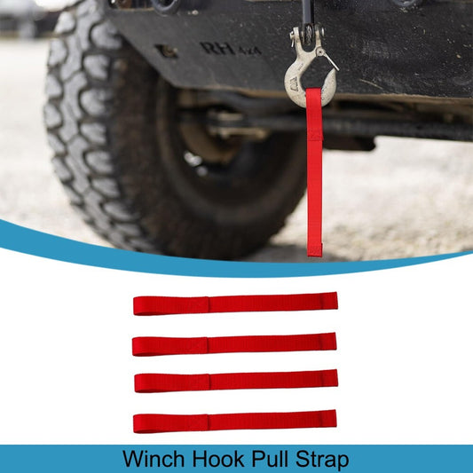 4PCS Car Winch Hook Pull Strap Winch Pull Tags Heavy Duty Winch Hook Pull Strap