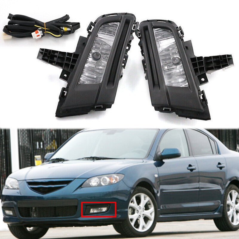 1Pair Front Bumper Driving Light Fog Lamps With Wire for Mazda 3 2007-2009 LH&RH v