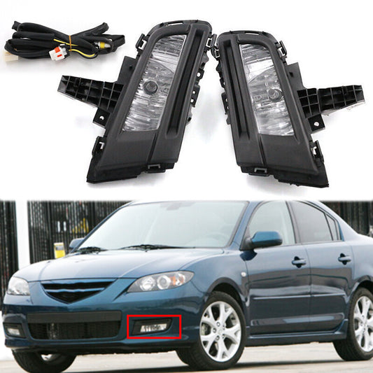 1Pair Front Bumper Driving Light Fog Lamps With Wire for Mazda 3 2007-2009 LH&RH v