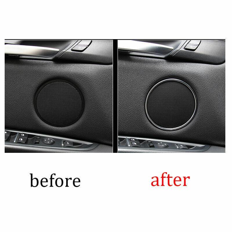 for BMW X5 X6 F15 F16 2014-2018 Silver Inner Door Speaker Ring Cover Trim 4PCS