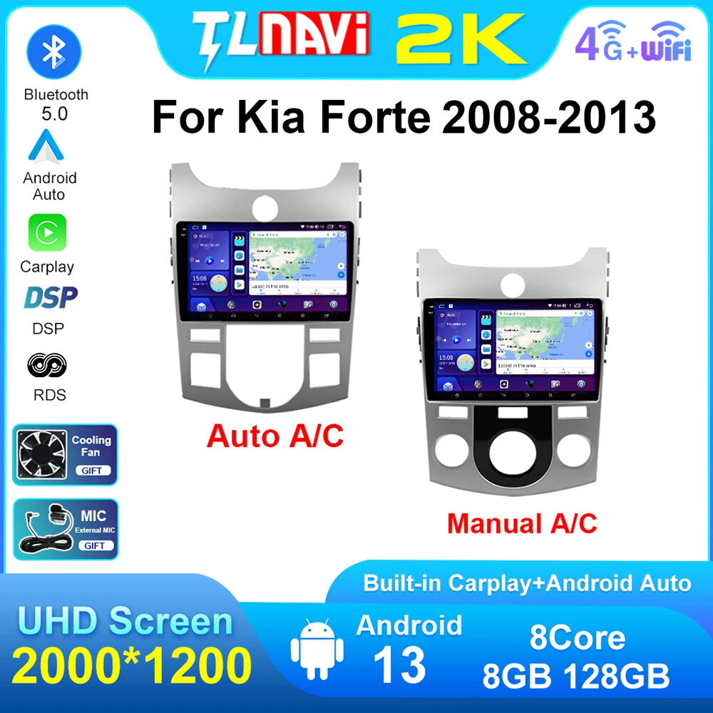 for KIA Forte Cerato 2008-2013 Android Auto CarPlay Car Radio Stereo GPS Screen
