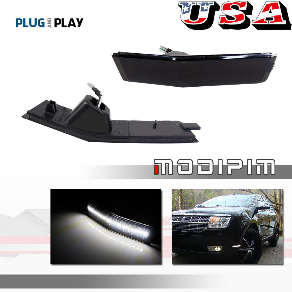 Smoked Lens w/White LED Front Side Marker Lights for 2007 - 2010 for Lincoln MKX - v