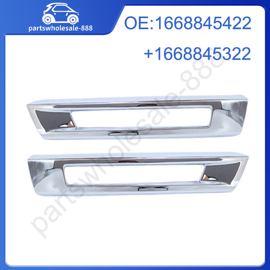 A pair of front fog light chrome trim bezels suitable for 13-16 for Mercedes X166 GL350/450/550