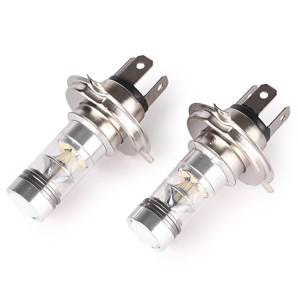 2x 1800LM 6000K H4 100W White LED Fog DRL Daytime Light Bulb Driving