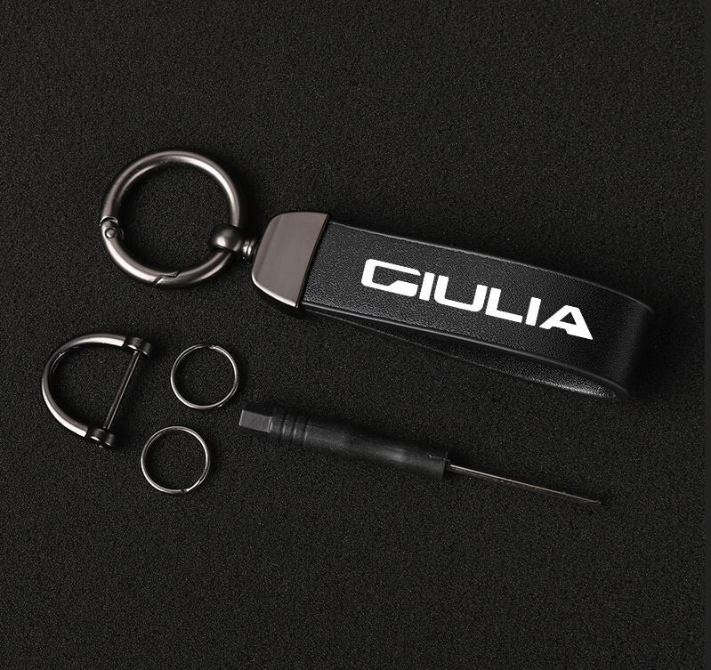 Car Key Chain Key Ring Black Silver Horseshoe Buckle Accessory for Audi A6- v