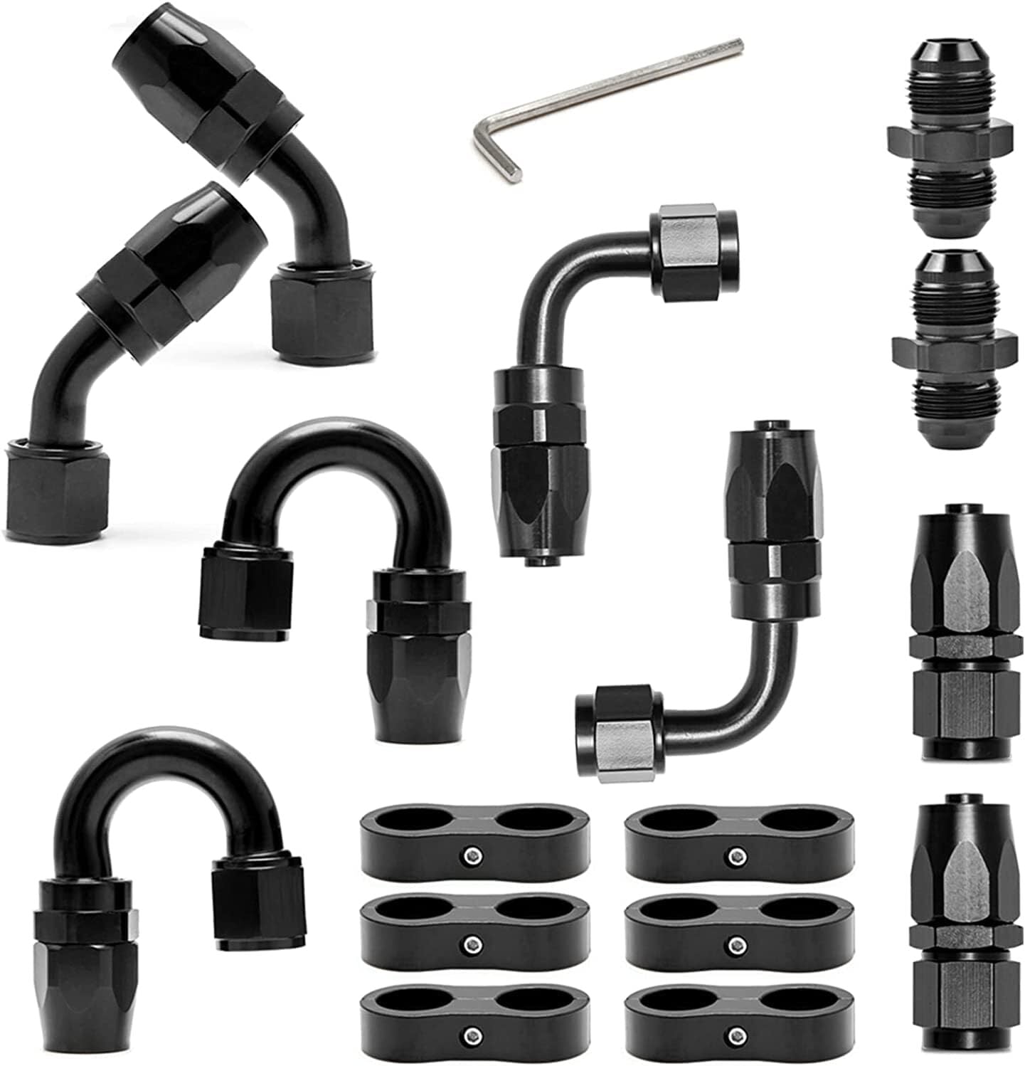 AN6 -6AN Rotary Fuel Hose End Connector Hose Splitter Clamp Male Connector Adapter