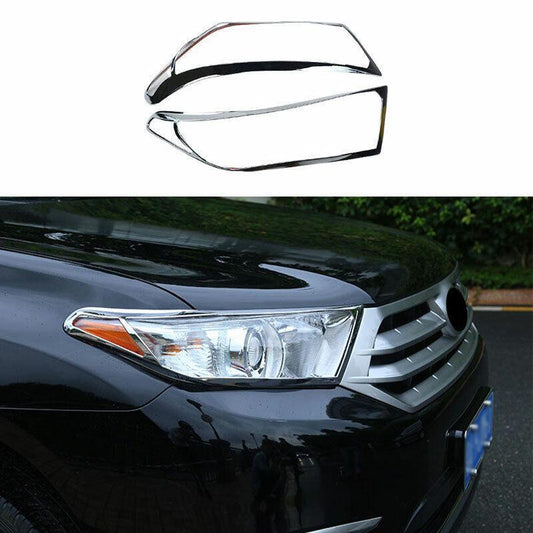 Chrome ABS Front Headlight Lamp Cover Trim 2PCS for Toyota Highlander 2011-2013