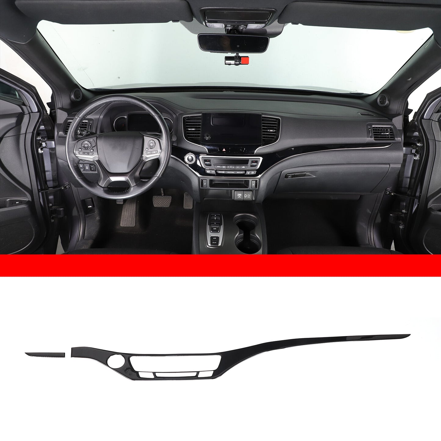 Gloss black dashboard panel cover trim for Honda Ridgeline Passport Pilot 16-22- n