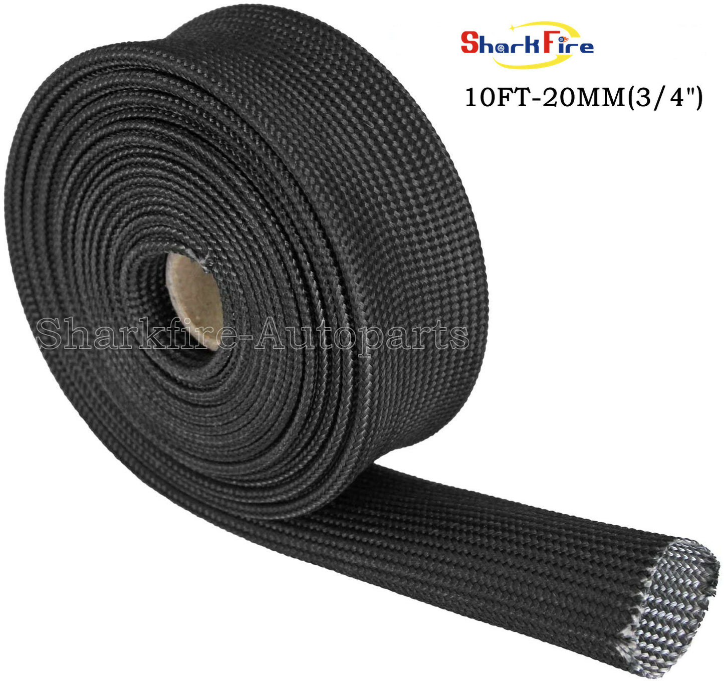 Heat-wrapped protective sleeve for steel wire hoses, automotive fiberglass, 10ft-20mm (3/4¡±) heat-sealed tape.