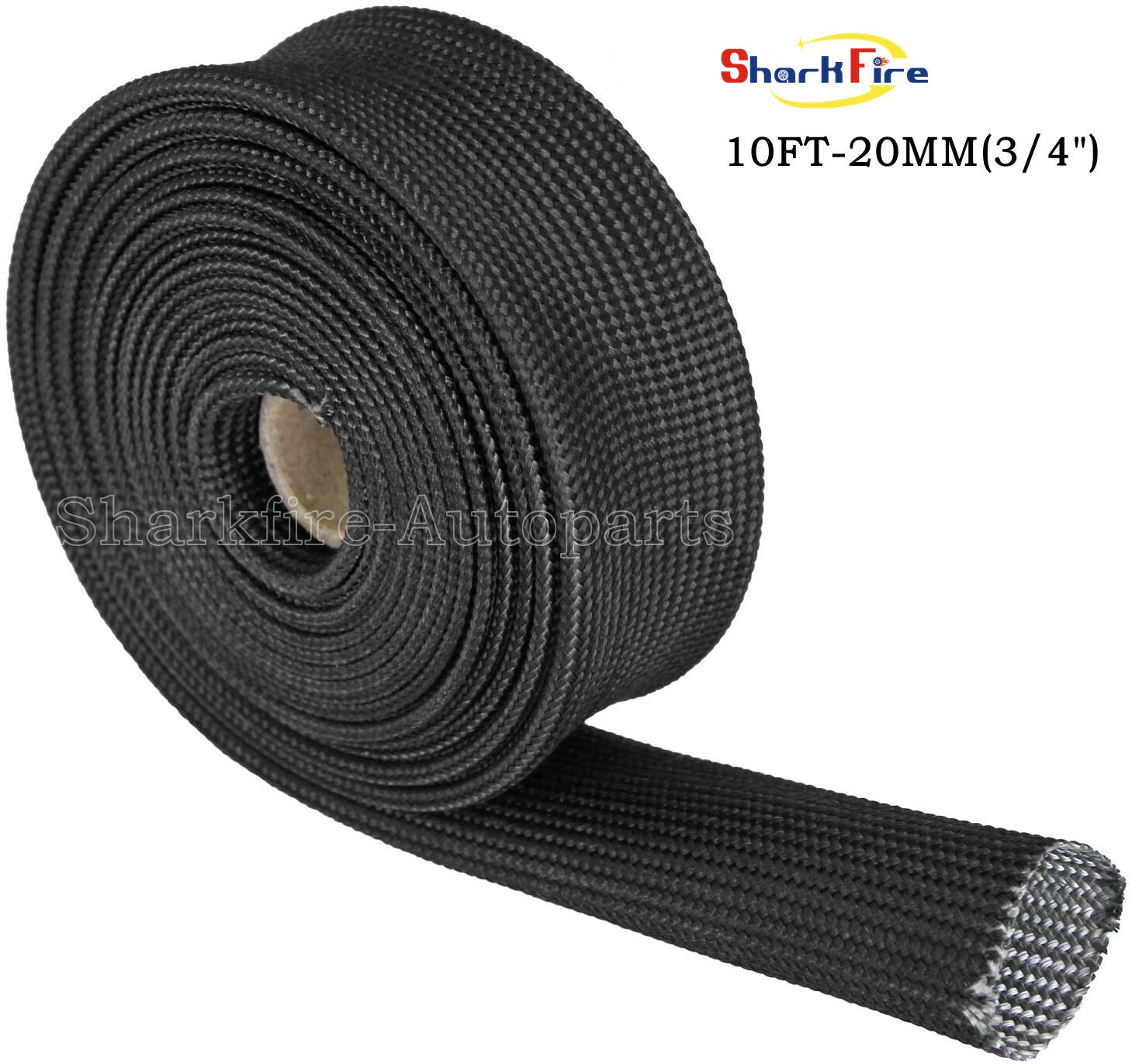 Heat-wrapped protective sleeve for steel wire hoses, automotive fiberglass, 10ft-20mm (3/4¡±) heat-sealed tape.