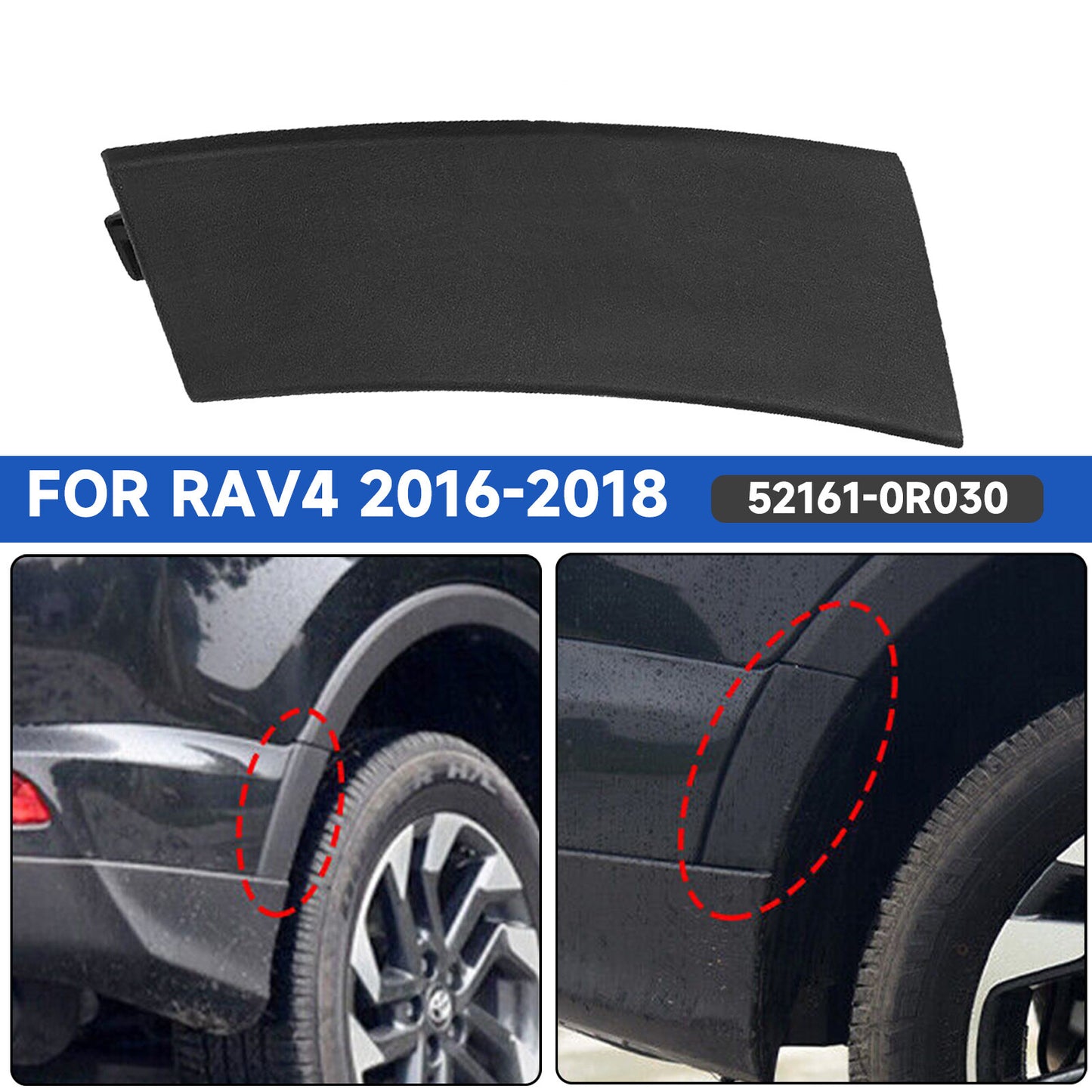 Right rear bumper side extension molding trim 52162-0R030, suitable for 2016-2018 RAV4.