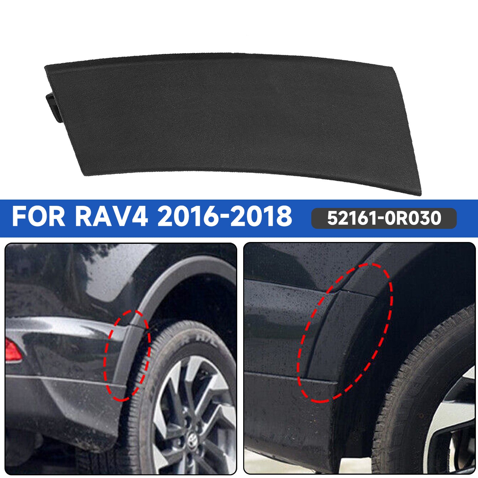 Right rear bumper side extension molding trim 52162-0R030, suitable for 2016-2018 RAV4.