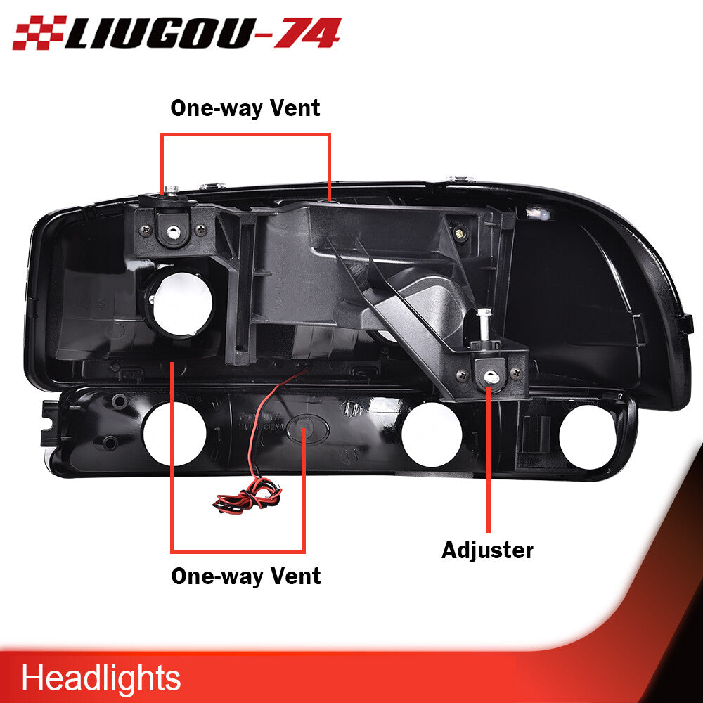 Fits 1999 - 2007 for GMC for Sierra for Yukon LED DRL Headlights with Signal Lights Black/Clear - v