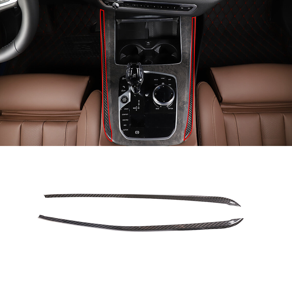 Left + Passenger Side Dashboard Trim Decal Carbon Fiber for Infiniti Q50 Q60 14-22- v