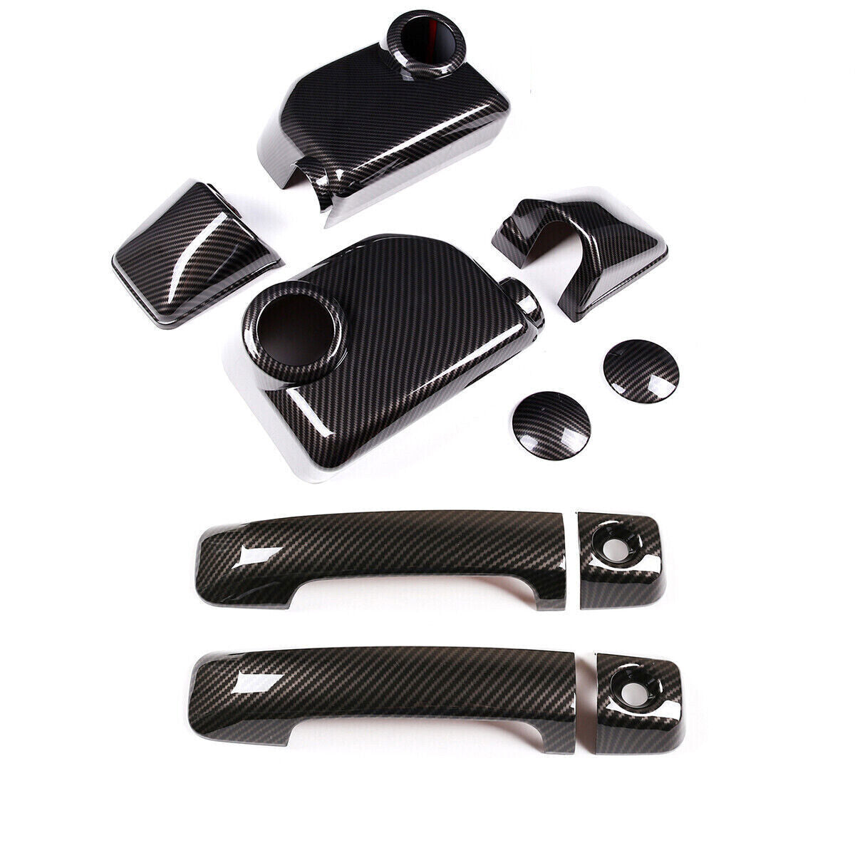 For FJ Cruiser 07-21 Carbon fiber ABS Door Handle & Rearview Mirror Trim Cover B n