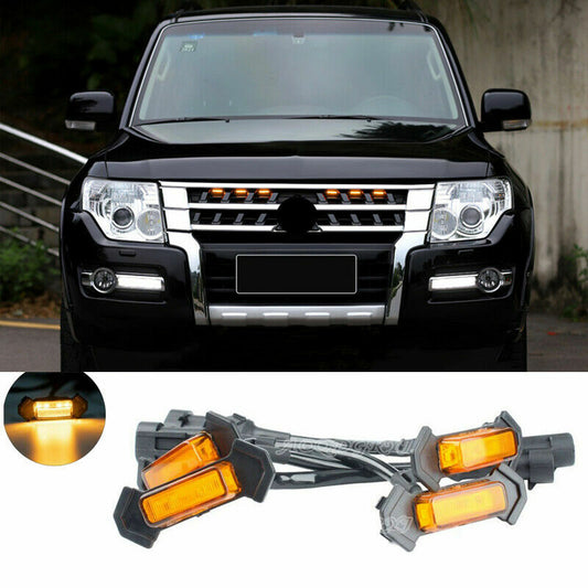 4X Front Grille LED Lights Style Grill Cover for Mitsubishi Pajero V97 93