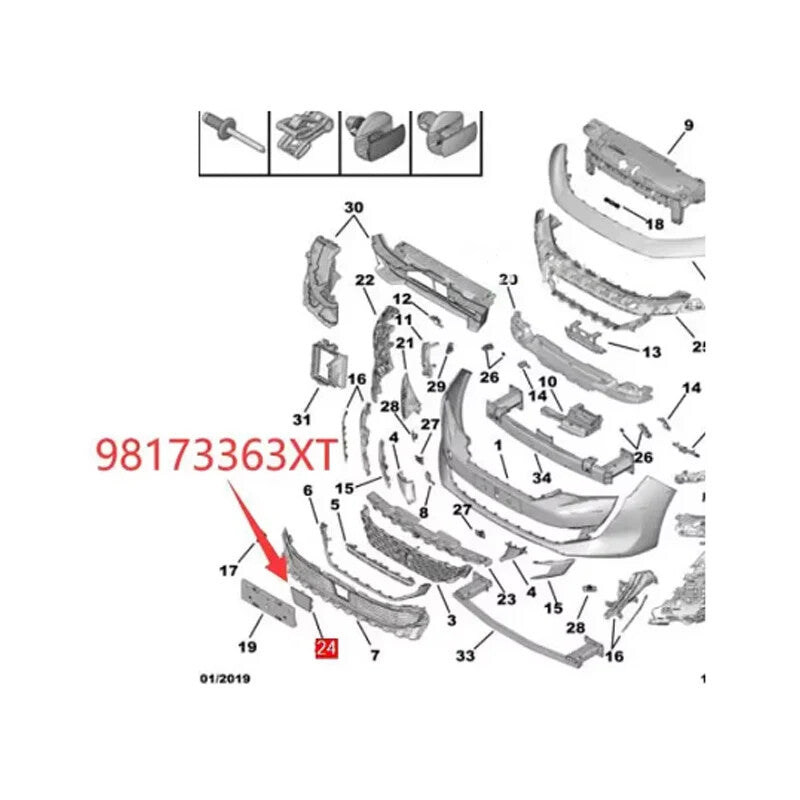 middle grille of bumper covers YL012453XT 98173363XT for the for Peugeot 508508L