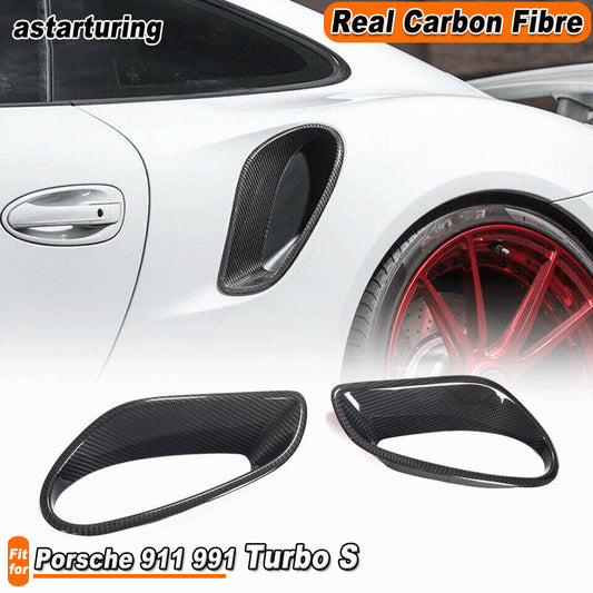Real Carbon Fiber Side Air Fender Vent Cover for Porsche 911 991 Turbo S 2014-16