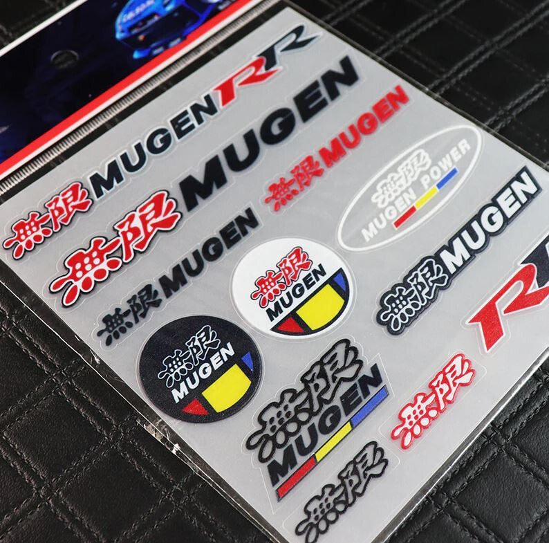 12-Piece Car Reflective Sticker Set Badge Decals Vynil Mugen for Honda