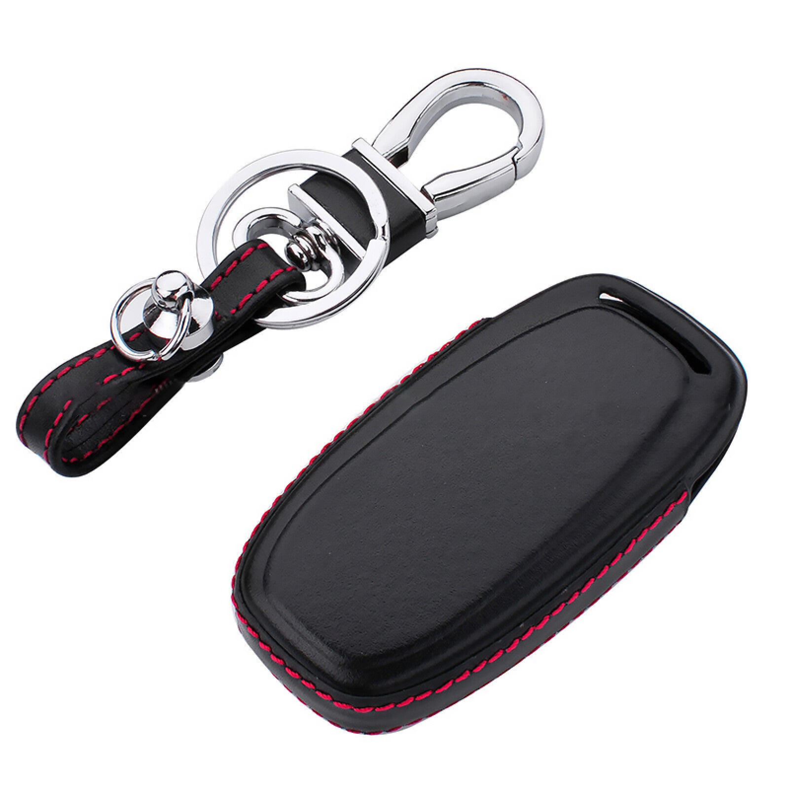 Portable Leather Remote Key Case Cover With Keychain for Audi for Smart