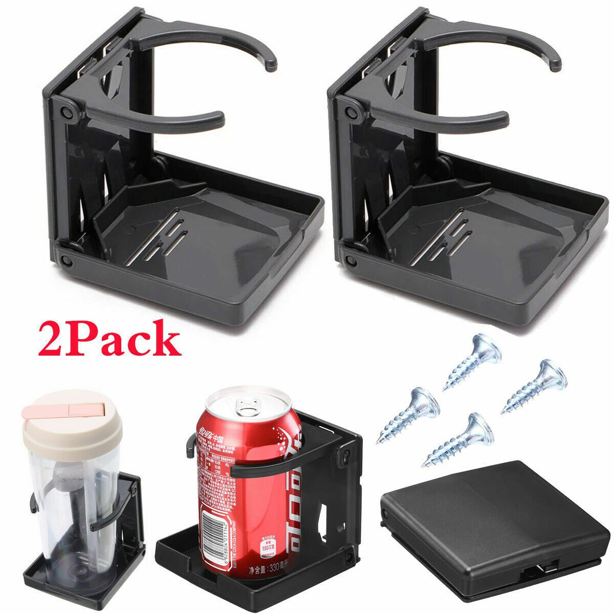 2X Universal Adjustable Car Van Folding Cup Holder Drink Holders Vehicle Boat US Q