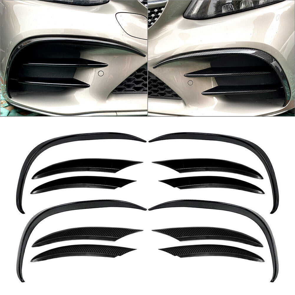 Front Bumper Lip Spoiler+Fog Light Trim Fit for Mercedes-Benz C-Class C200 2019+ 20