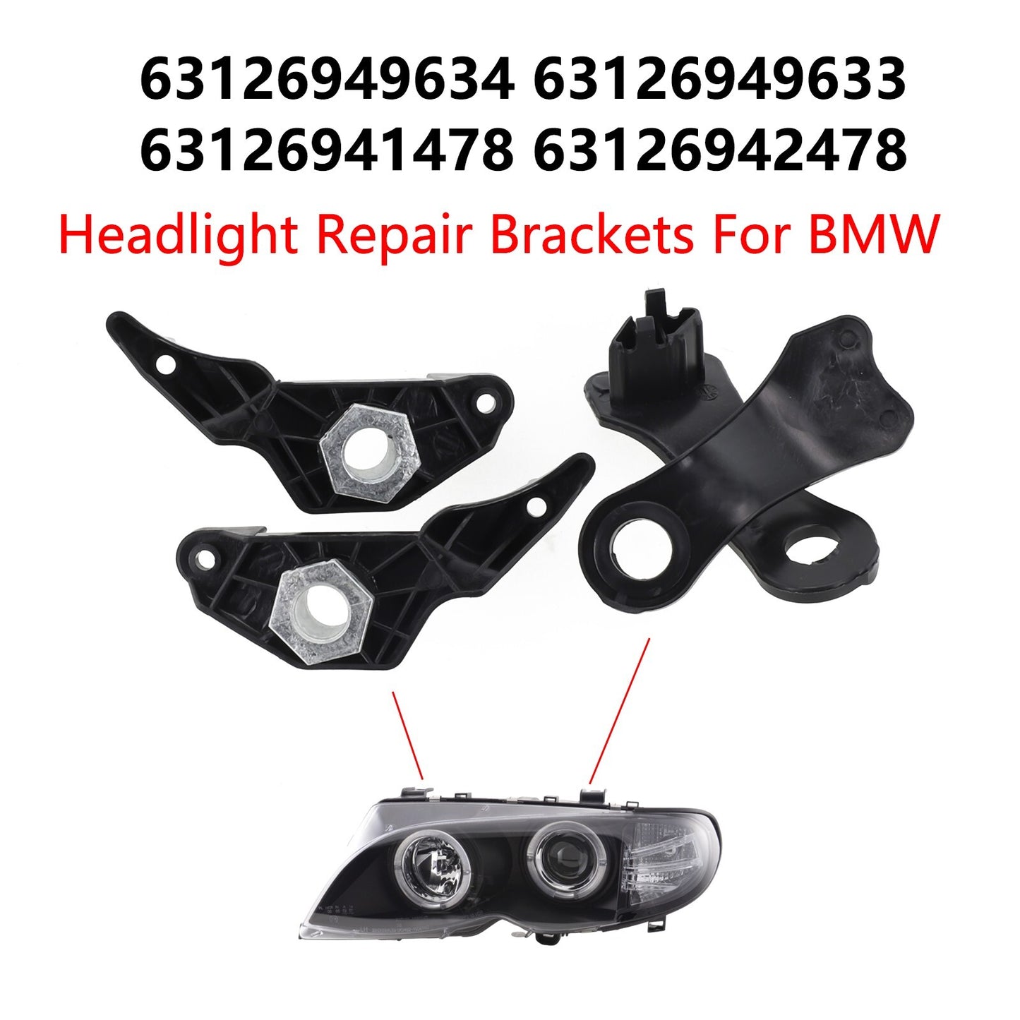 Front Headlight Bracket Set for E60 E61 525i for 530I 540i 545i 550i Set of 2