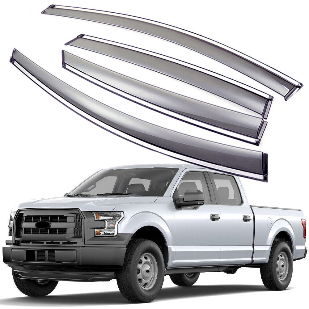 4X Sun Rain Guards Window Visor Wind Deflector Vent for 2015-2020 for Ford F-150 4dr