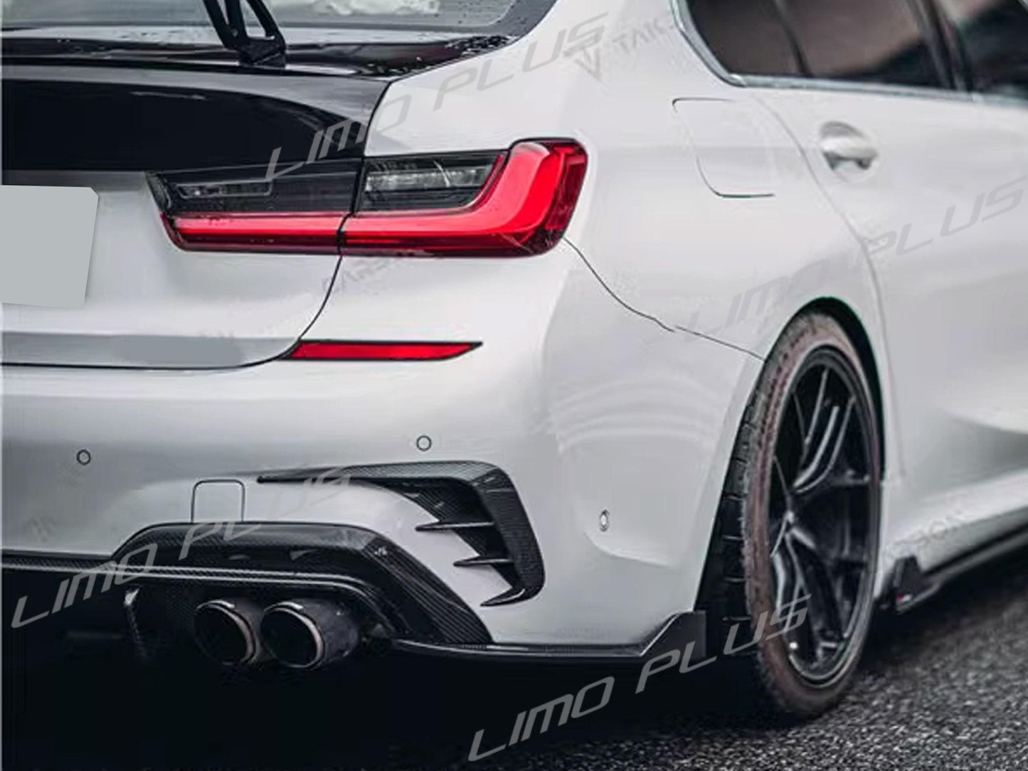 Carbon Fiber Look Rear Bumper Side Air Vent Canards for BMW G20 M340i 330i 19-22
