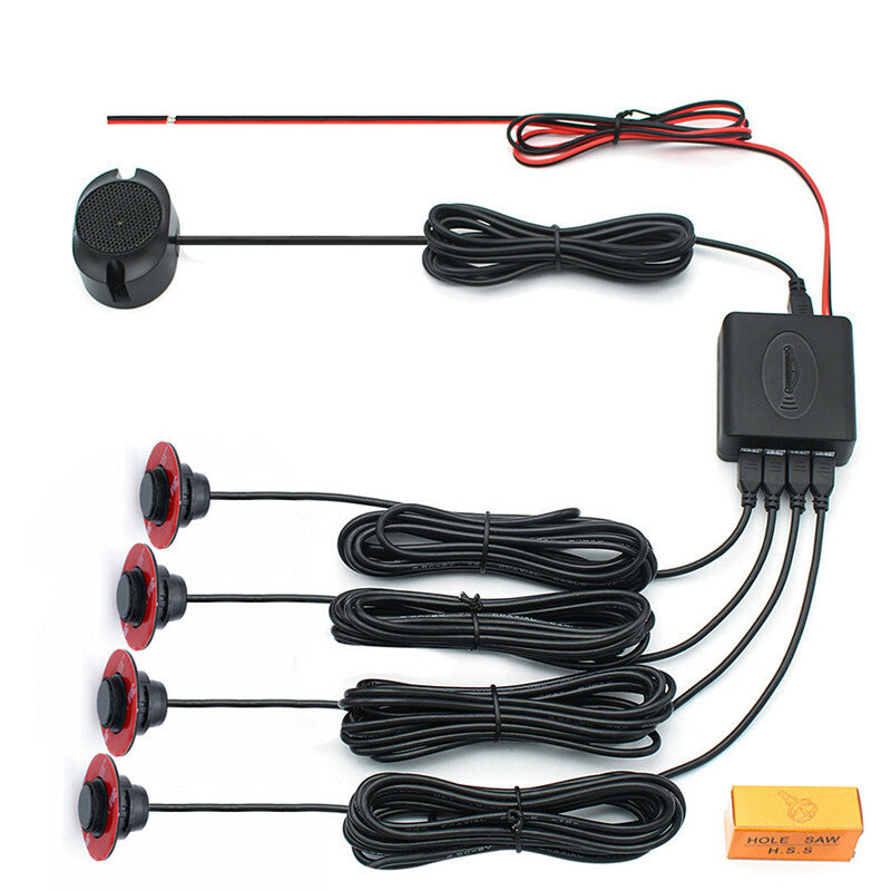4x Car Hidden Parking Sensors Reverse Backup Radar Sound Buzzer Alarm 16mm Flat
