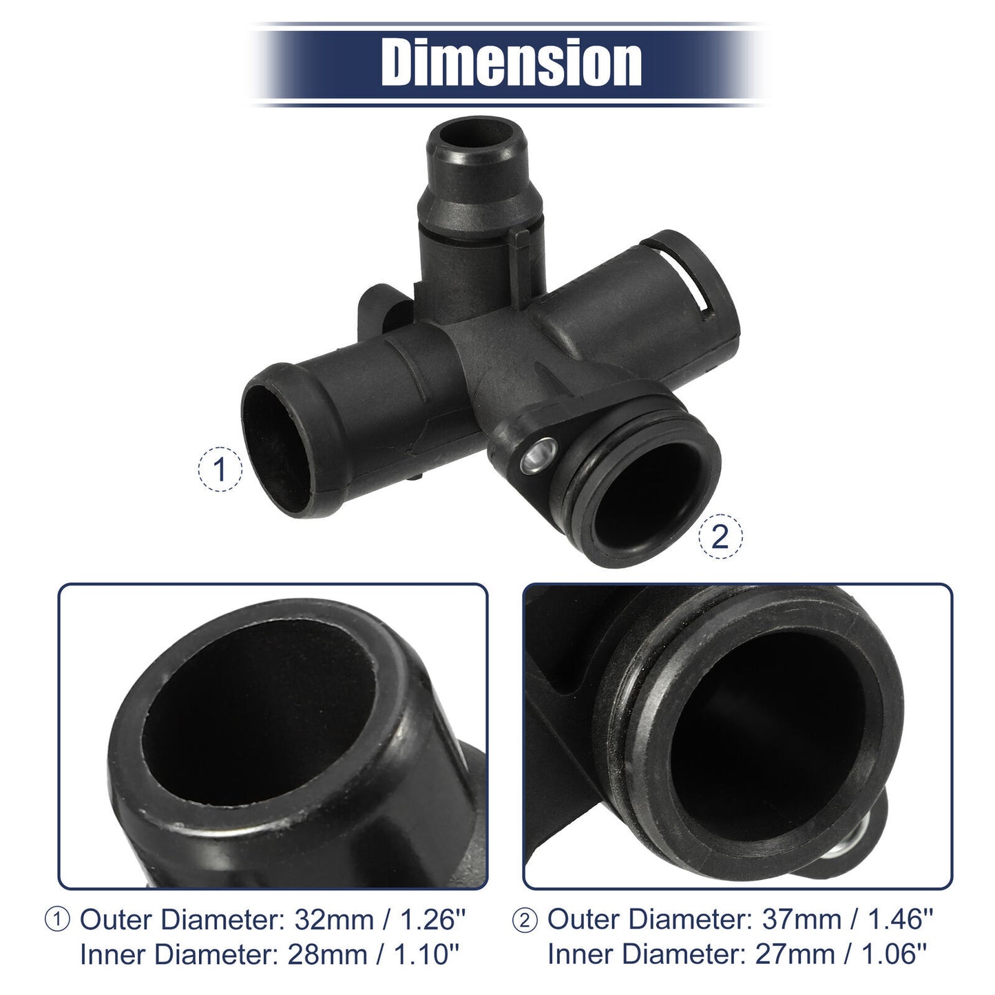 06D121133A 2pcs Radiator Coolant Hose Flange for AUDI A4 BASE SEDAN 4-DOOR