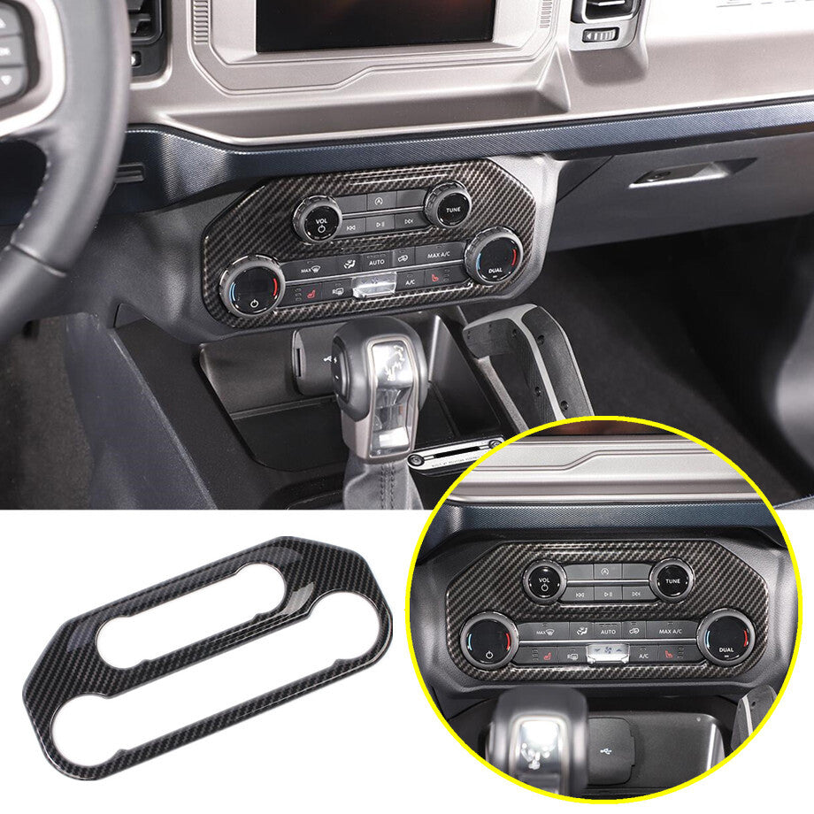 For 2021-2023 Bronco ABS Carbon Fiber A/C Control Panel Decor Cover Trim 1P v